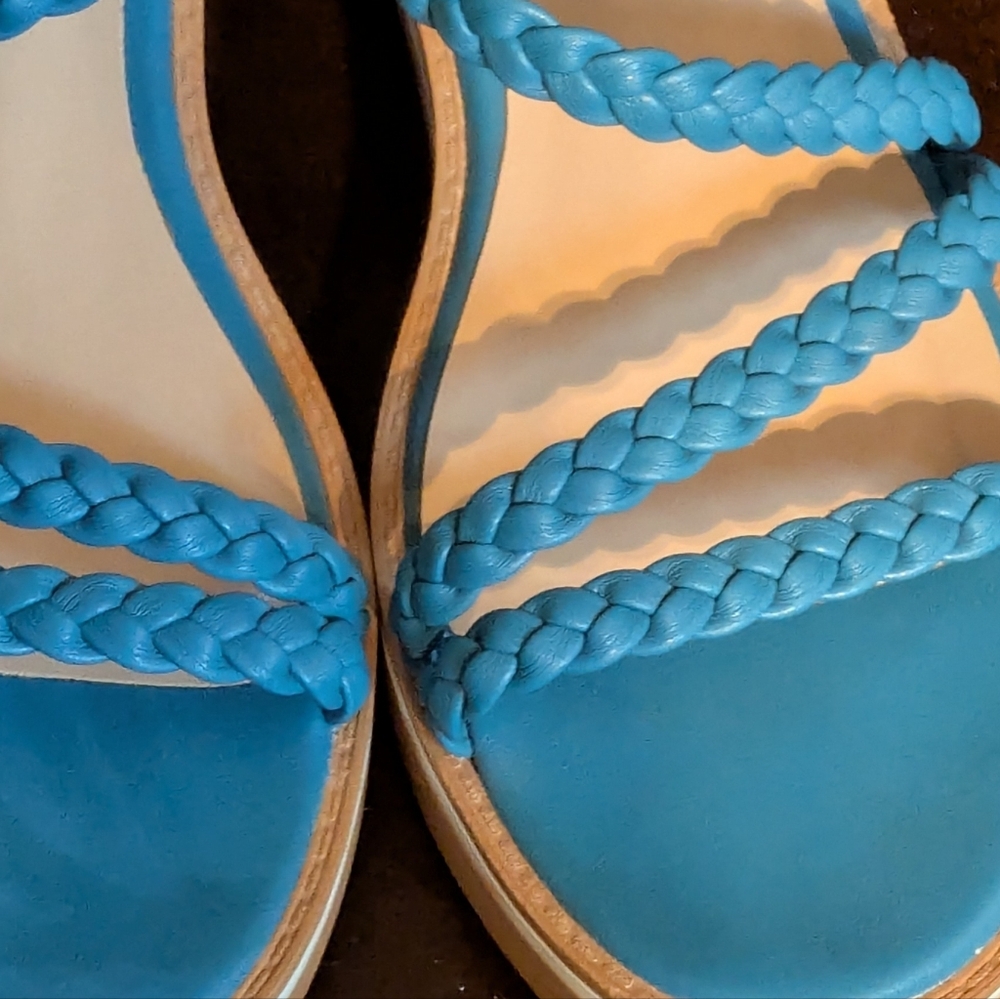 Journee Collection Blue Braided Strap Sandals. Size 7.5. - Picture 3 of 8
